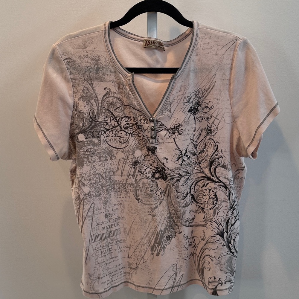 Vintage Blue Canyon Graphic Print Tee Women Size 1X Y2K Festival Grunge
